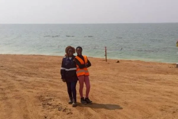 Two women on a beach 
